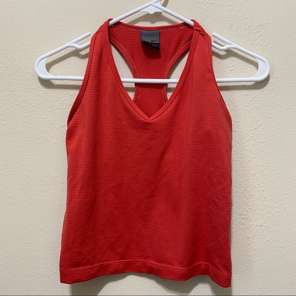 Nike Vintage Red Crop V Neck Tank Top